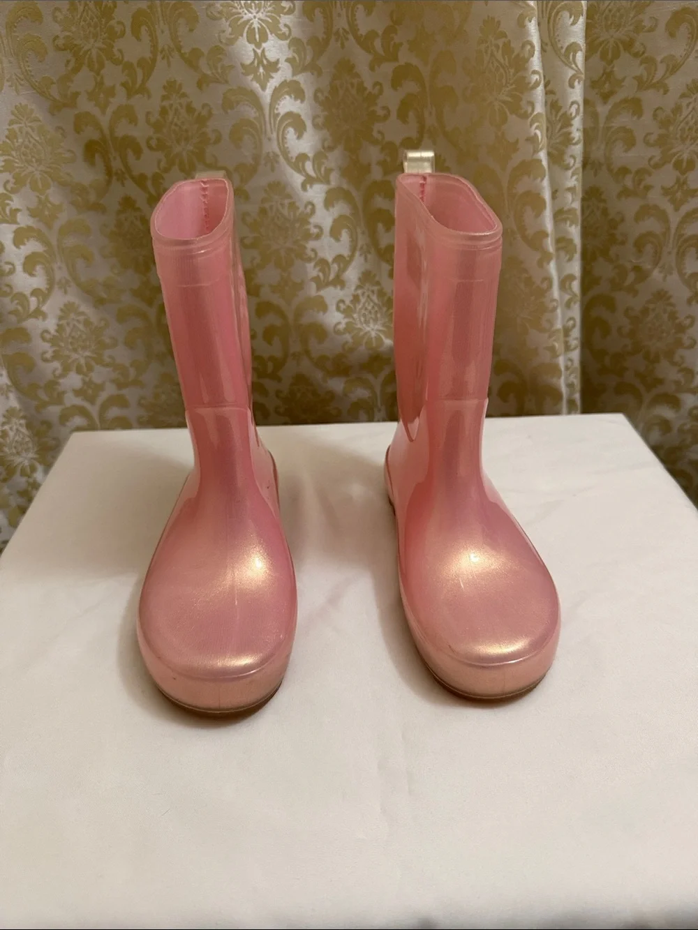 Cat & Jack Shimmery Pink Kids Outdoor Posh Rain/Snow Boots Size 12